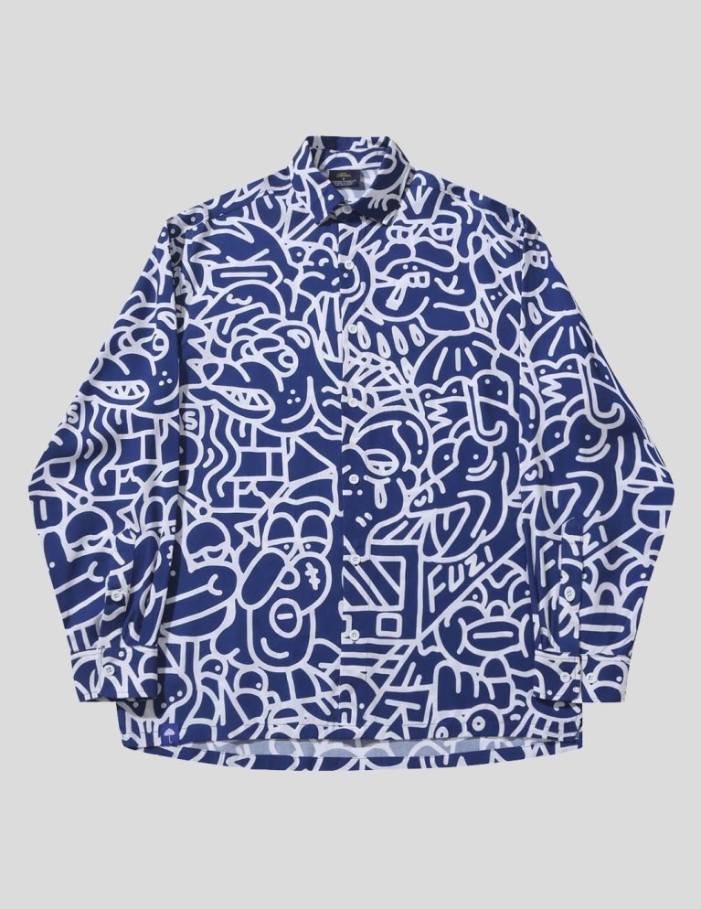 Camisa HÉLAS x fuzi igno ls shirt blue